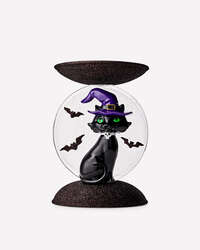 Light-up Cat and Moon Pedestal 3-Wick Candle Holder