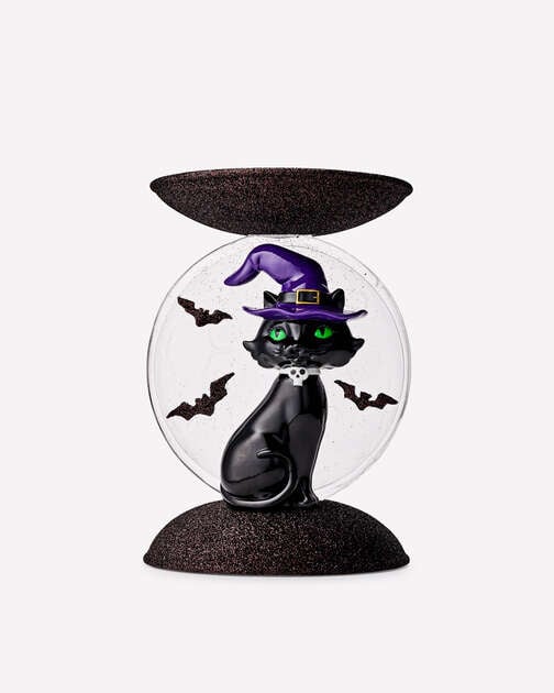 Light-up Cat and Moon Pedestal 3-Wick Candle Holder