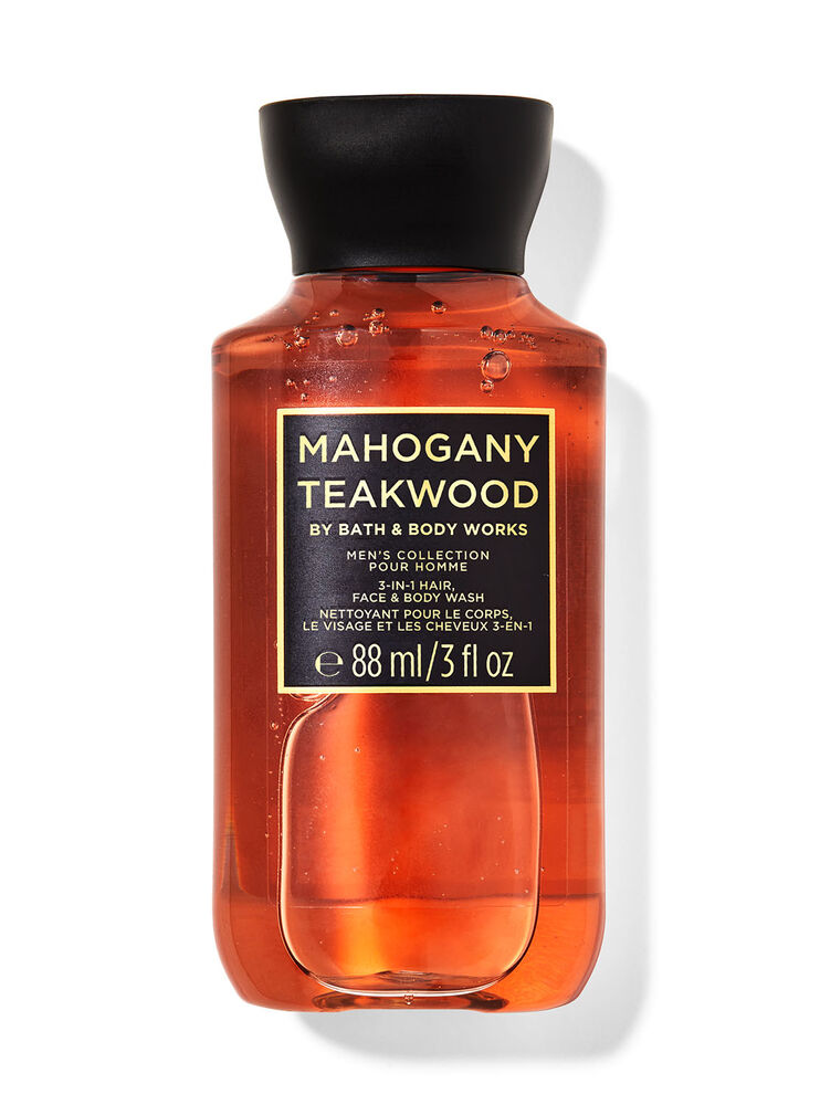 Nettoyant pour le corps, le visage et les cheveux 3-en-1 format mini Mahogany Teakwood