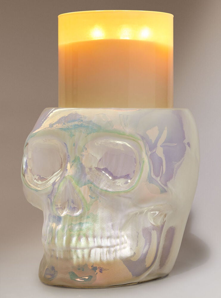 Iridescent Skull Pedestal 3Wick Candle Holder Bath and Body Works