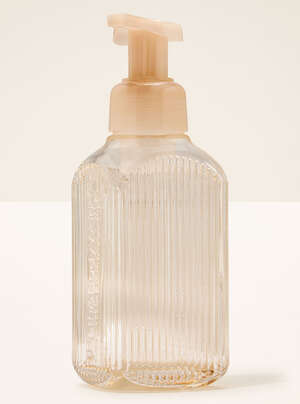Cream Vertical Lines Gentle & Clean Foaming Hand Soap Dispenser