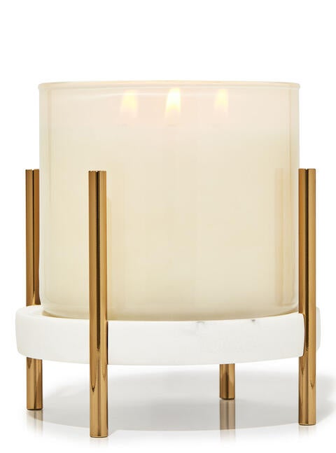 Mixed Material Pedestal 3-Wick Candle Holder
