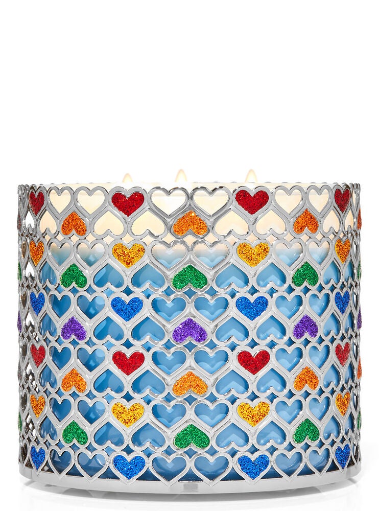 Glitter Hearts 3Wick Candle Holder Bath and Body Works