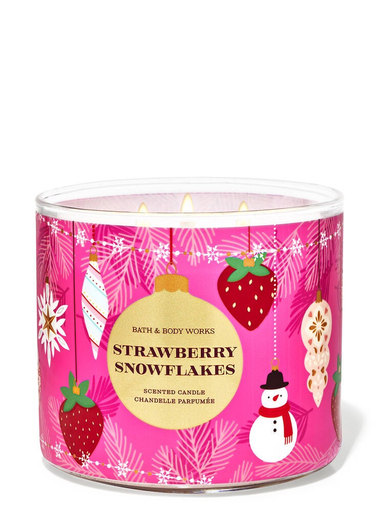 Strawberry Snowflakes 3Wick Candle Bath and Body Works