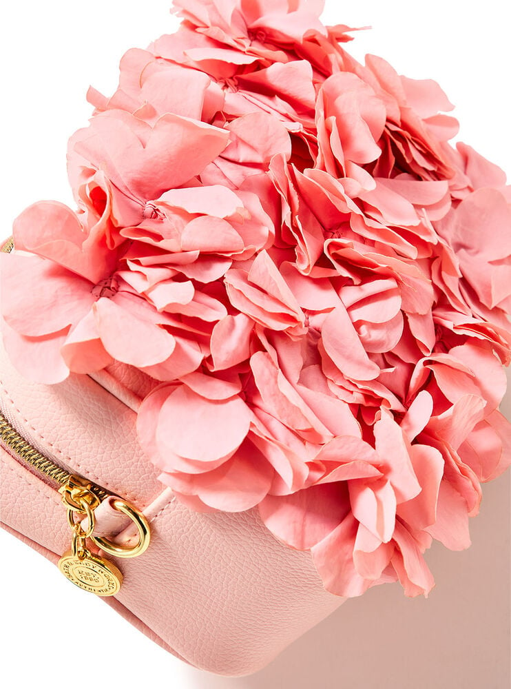 Sac à cosmétiques rose floral à bandoulière Image 2
