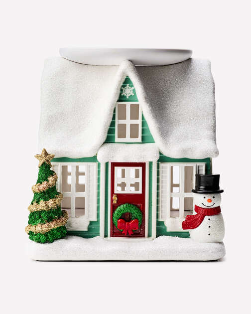 Cozy House Light-Up Pedestal 3-Wick Candle Holder