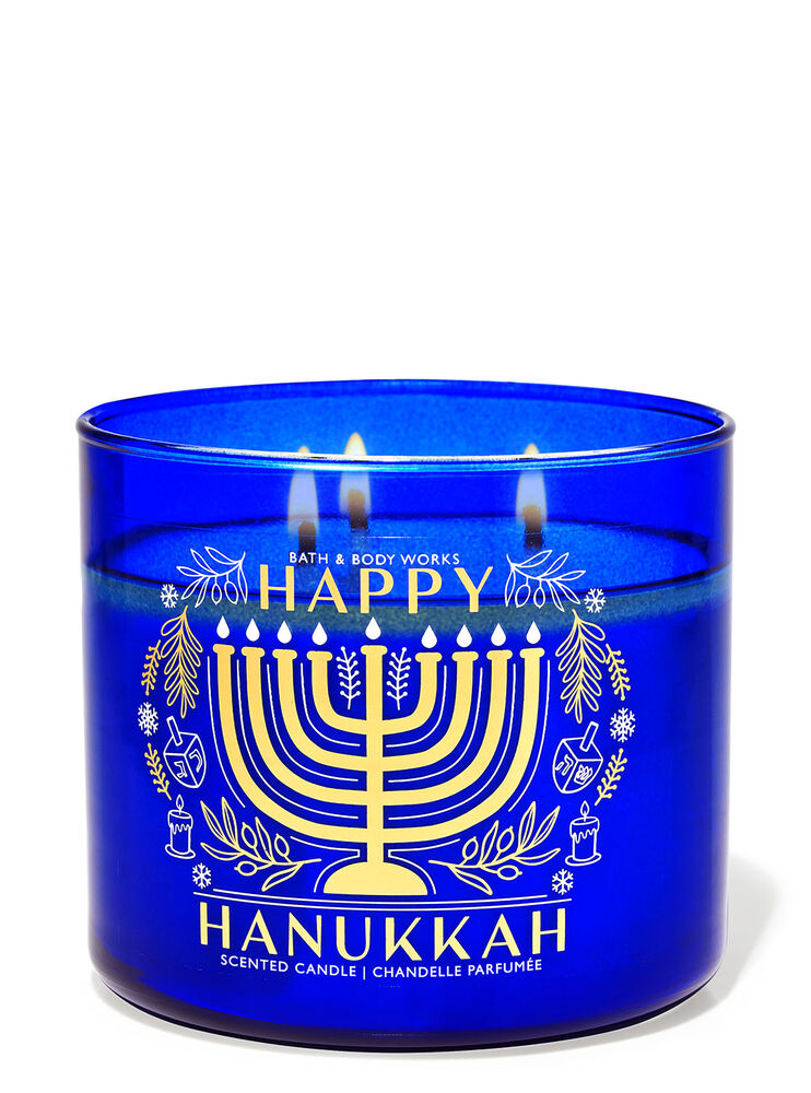 Chandelle à 3 mèches Happy Hanukkah