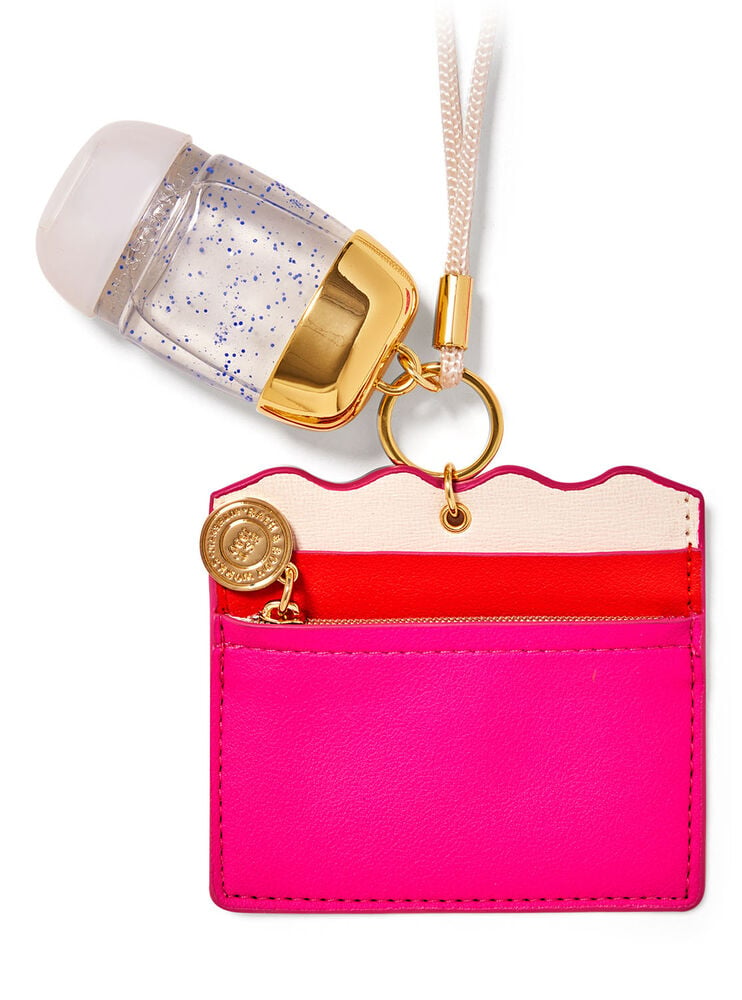 Porte-flacon PocketBac rose avec porte-carte à fermeture éclair