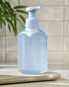 Light Blue Ribbed Glass Gentle & Clean Foaming Hand Soap Dispenser