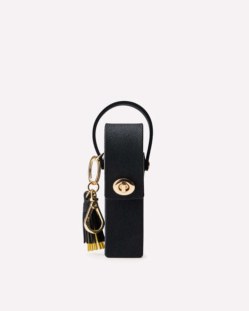 Black Textured Twist Lock with Tassel Hand Sanitizer Spray Holder