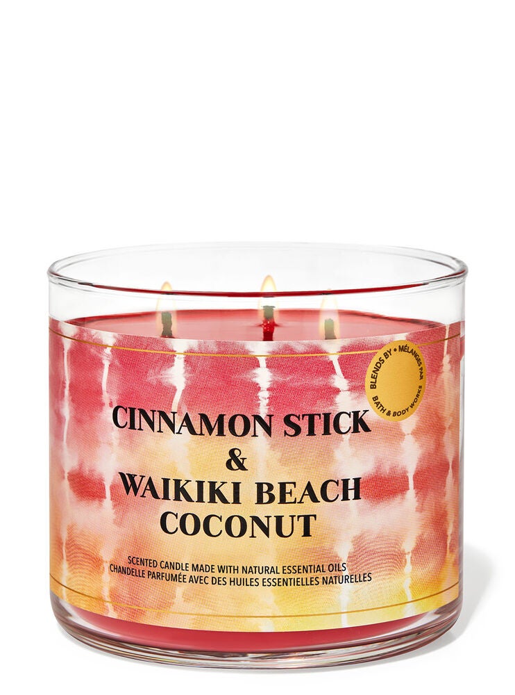 Cinnamon Stick & Waikiki Beach Coconut 3Wick Candle Bath and Body Works