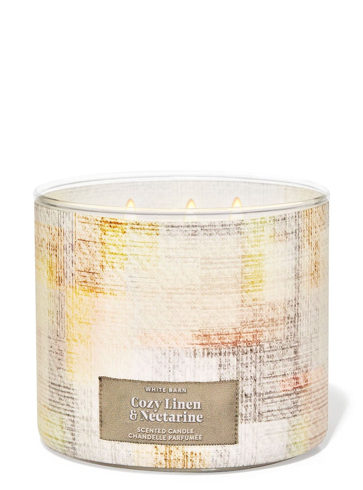 Cozy Linen & Nectarine 3-Wick Candle