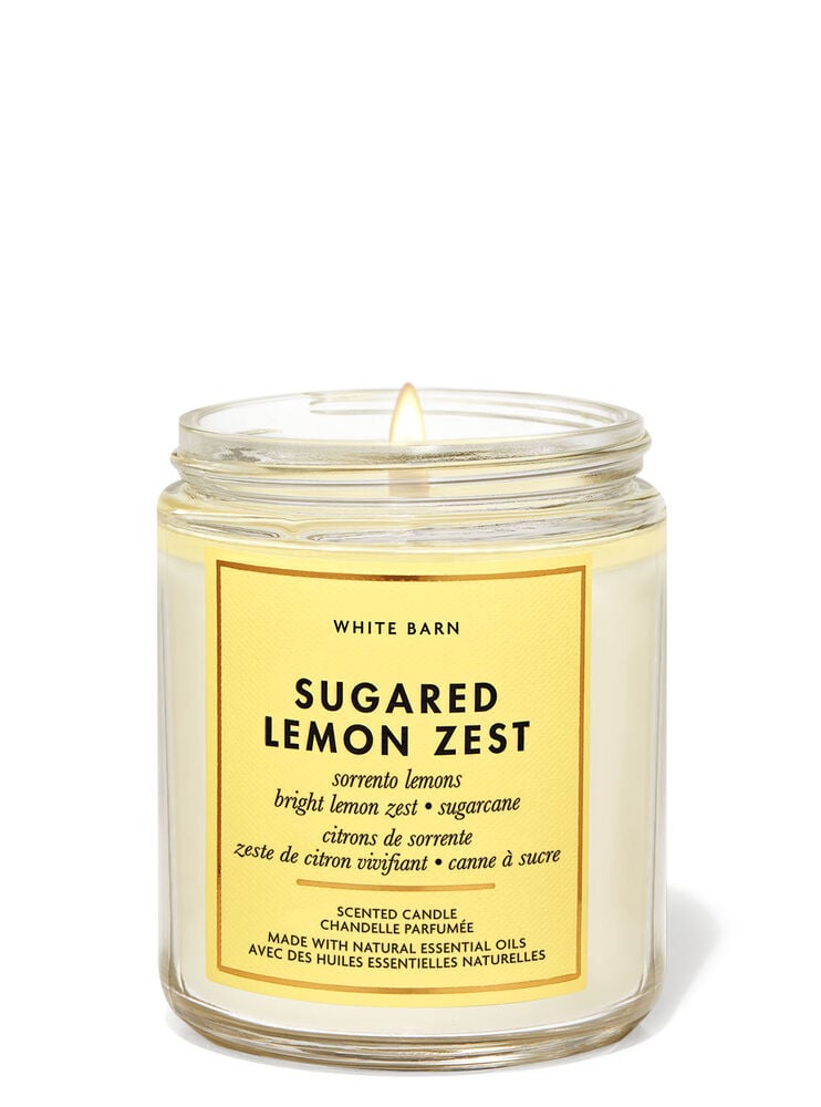 Chandelle à une mèche dans un pot Mason Sugared Lemon Zest