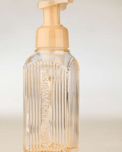 Cream Vertical Lines Gentle & Clean Foaming Hand Soap Dispenser