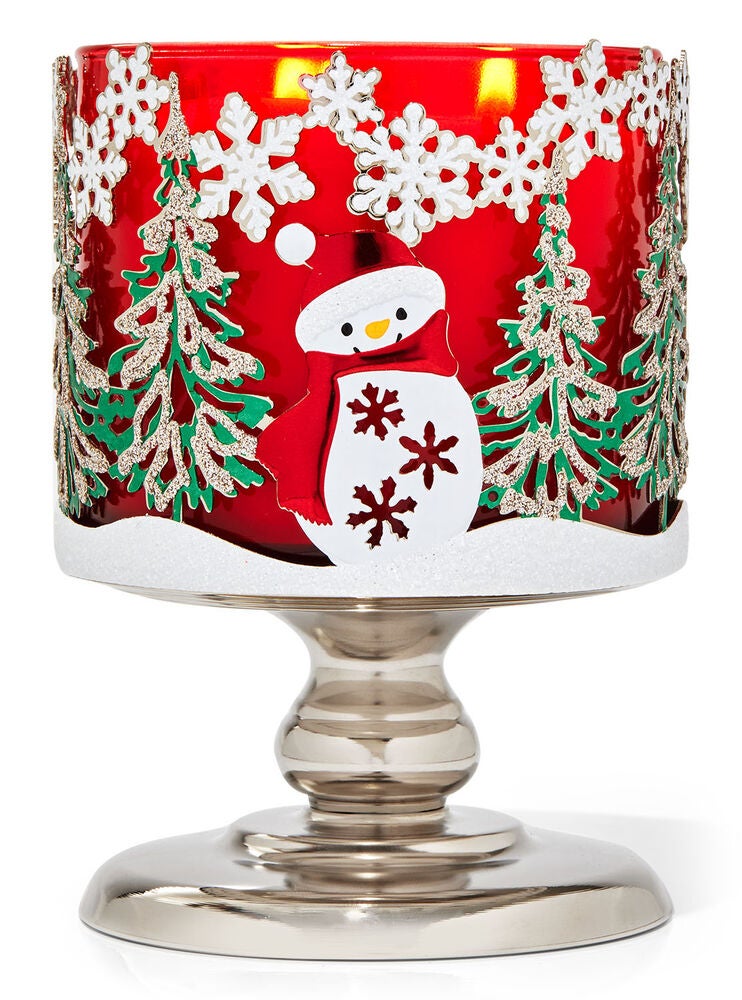 Winter Scene Pedestal 3Wick Candle Holder Bath and Body Works