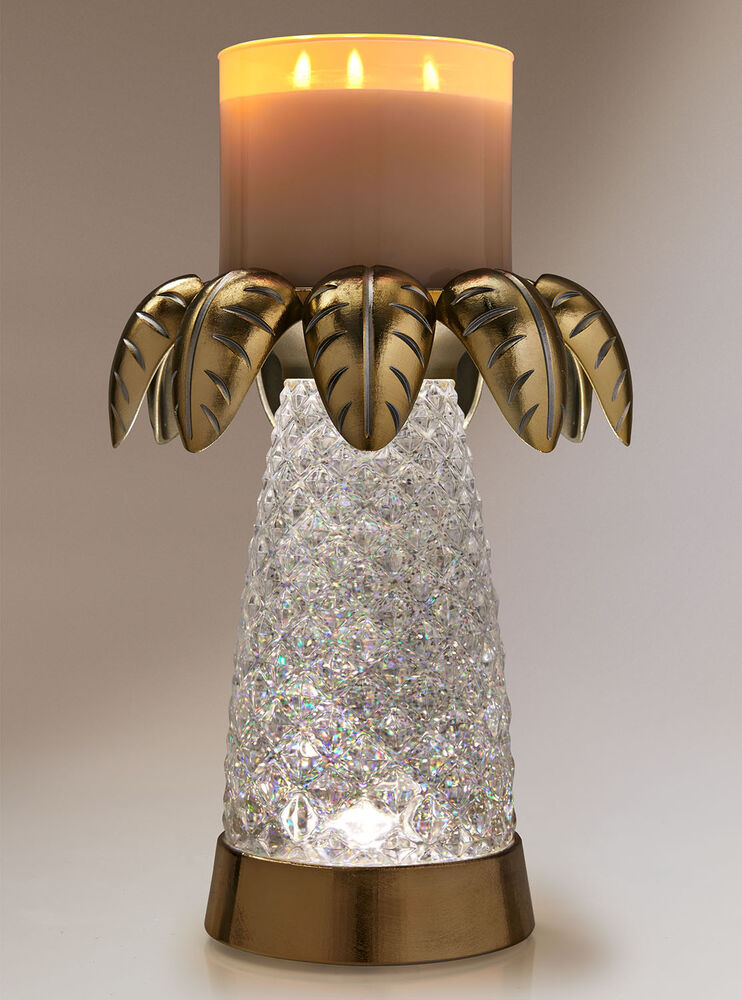 Water Globe Palm Tree 3-Wick Candle Holder Image 2