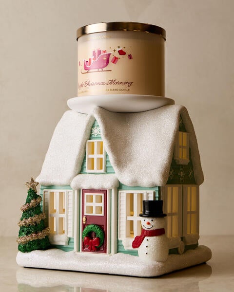Cozy House Light-Up Pedestal 3-Wick Candle Holder
