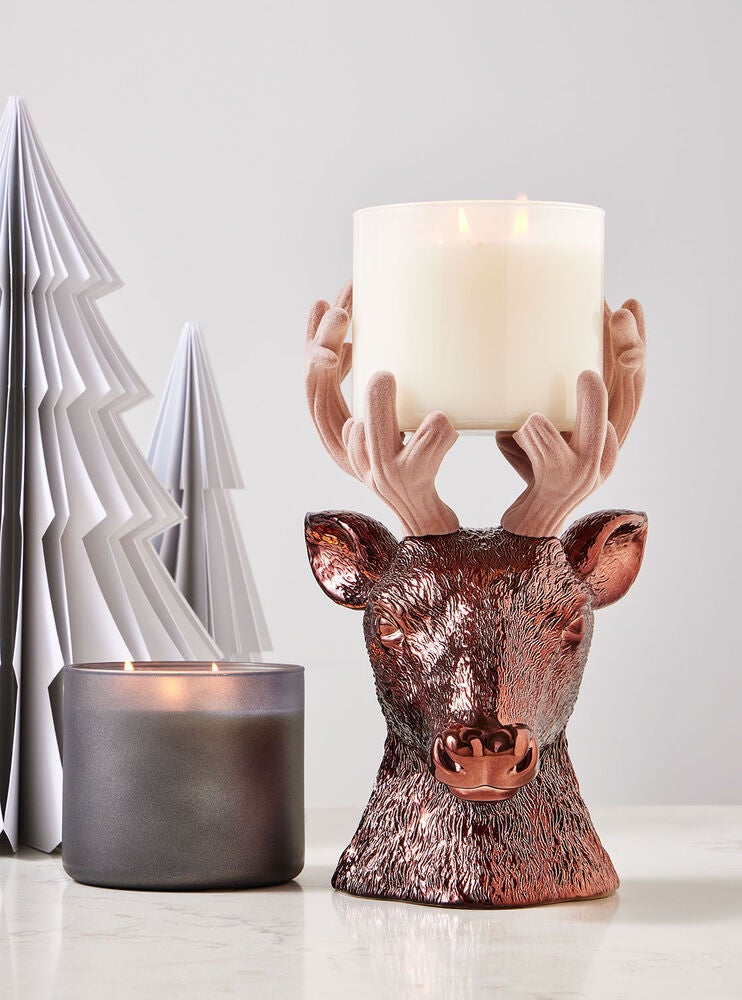 Figural Stag Head 3Wick Candle Holder Bath and Body Works