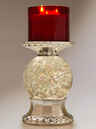 Water Globe Snowflake Pedestal 3-Wick Candle Holder