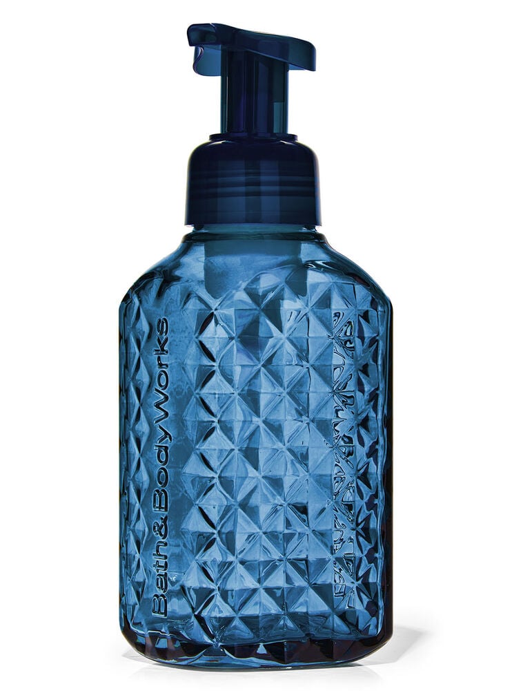 Faceted Blue Glass Gentle & Clean Foaming Hand Soap Dispenser Image 1