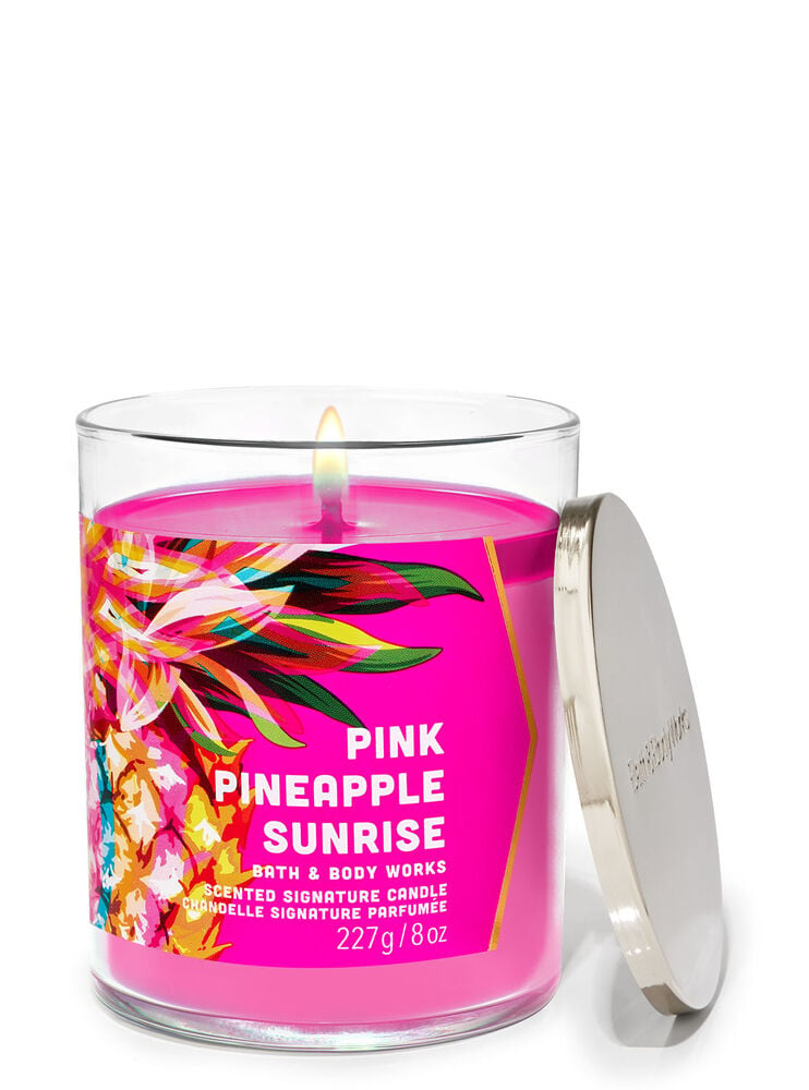 Chandelle à une mèche signature Pink Pineapple Sunrise