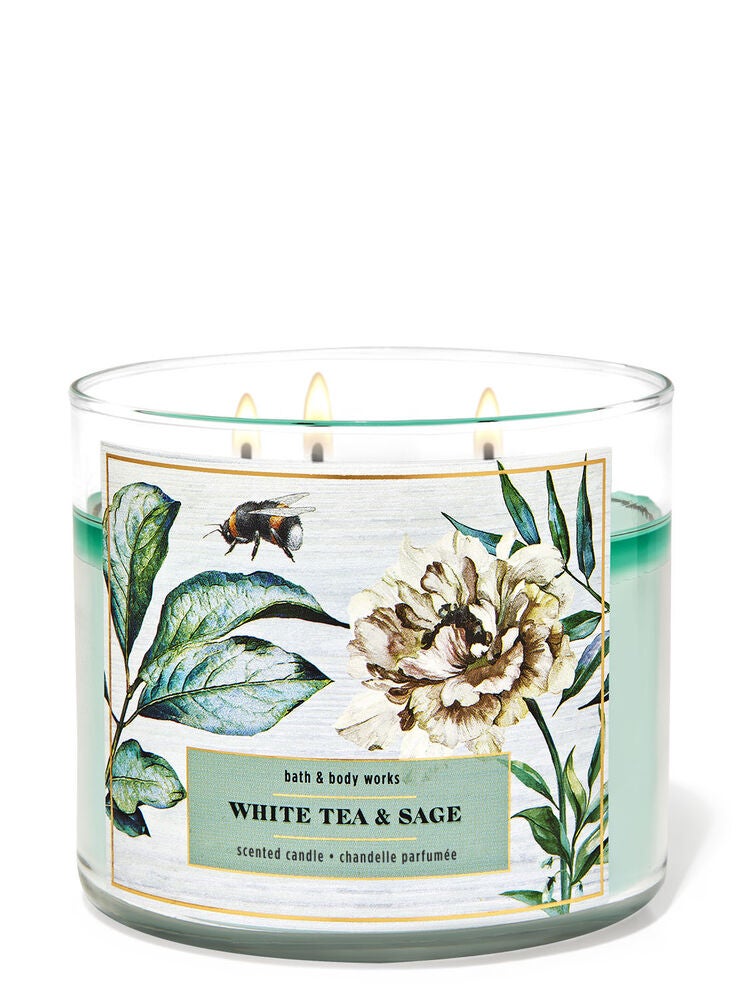White Tea & Sage 3Wick Candle Bath and Body Works