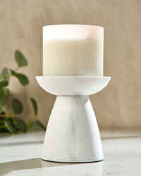 Marble Pedestal 3-Wick Candle Holder