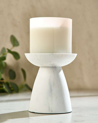 Marble Pedestal 3-Wick Candle Holder