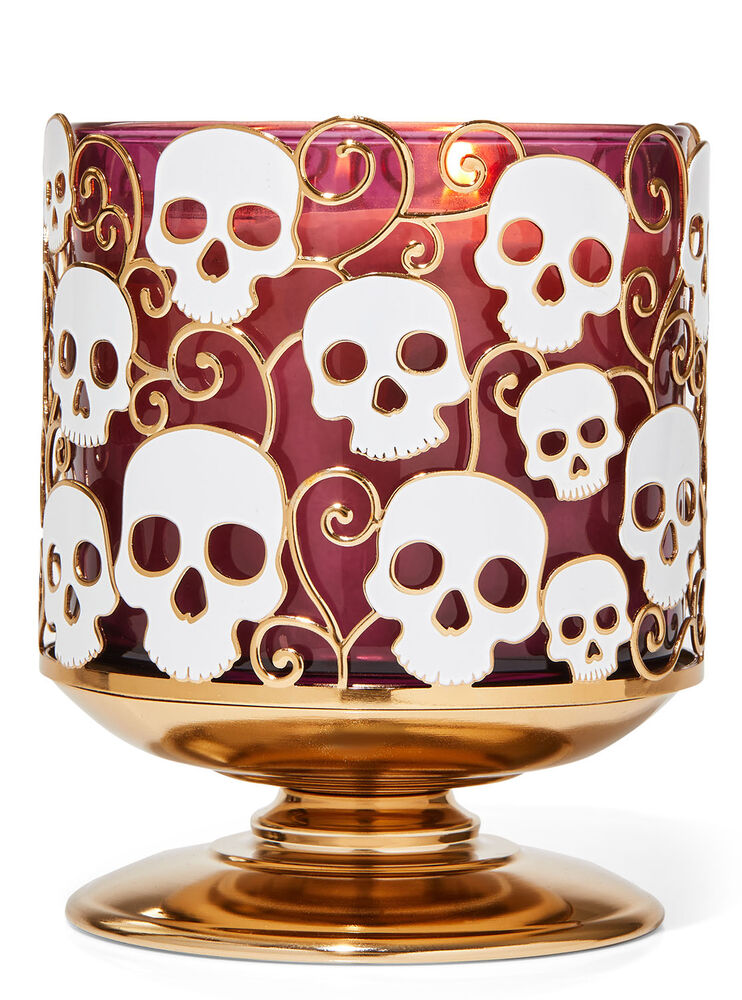 Skulls Pedestal 3-Wick Candle Holder
