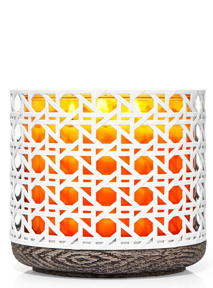 White Caned 3Wick Candle Holder Bath and Body Works