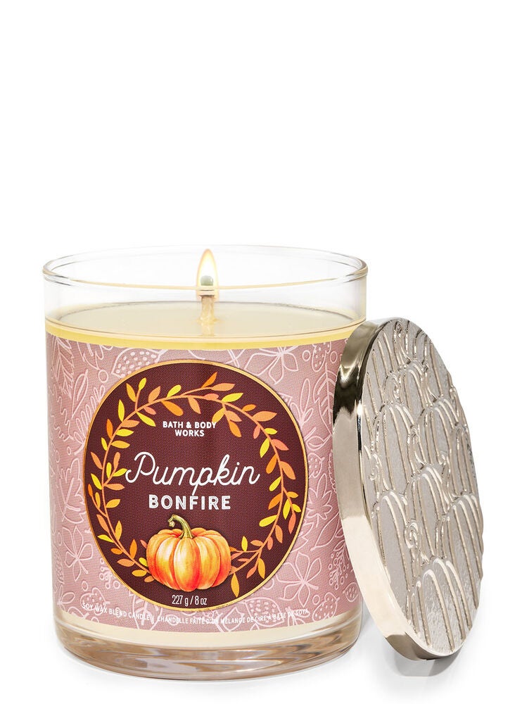 Pumpkin Bonfire Single Wick Candle | Bath and Body Works