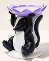 Flowery Skunk Pedestal 3-Wick Candle Holder