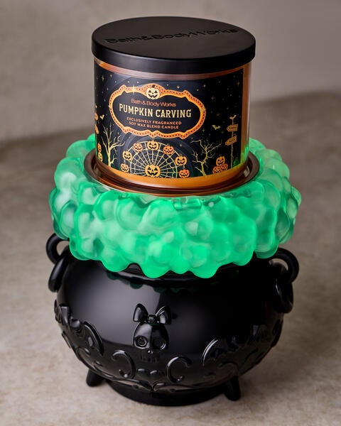 Light-up Colour-changing Cauldron Waterglobe 3-Wick Candle Holder