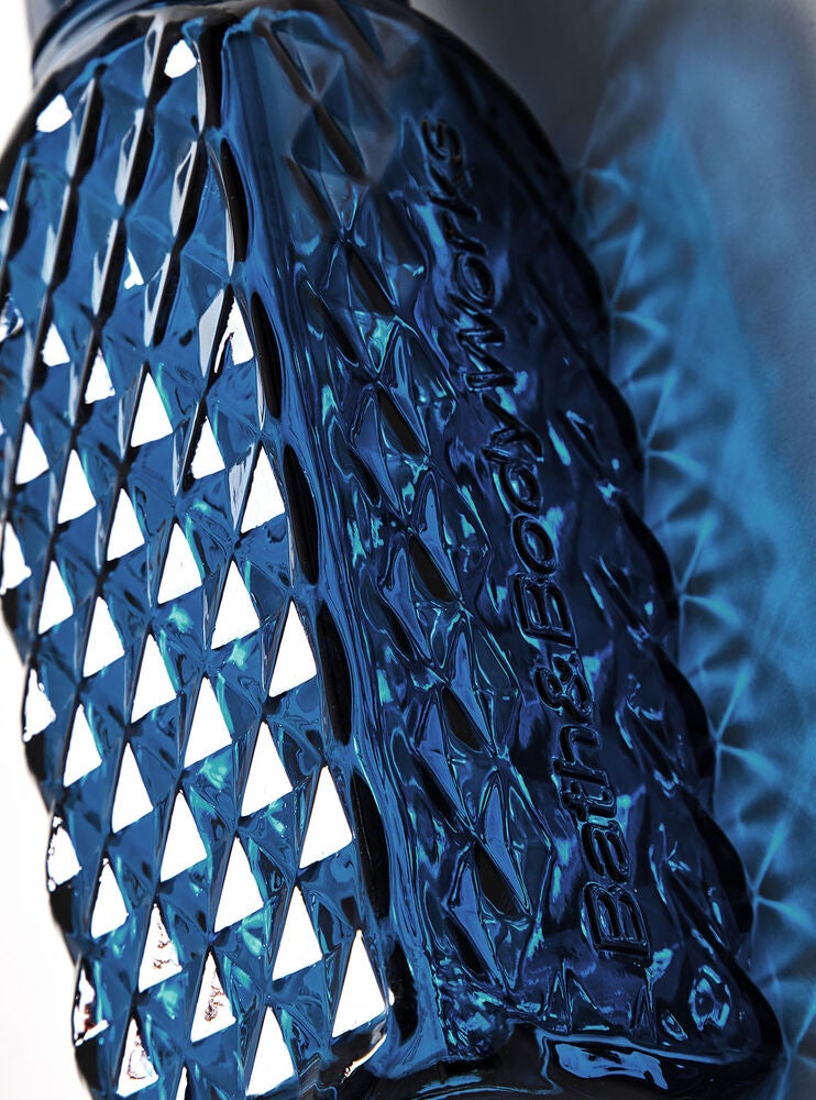 Faceted Blue Glass Gentle Foaming Hand Soap Dispenser Bath and Body Works