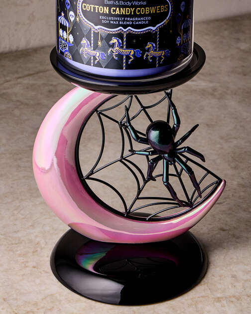 Spider and Moon Pedestal 3-Wick Candle Holder
