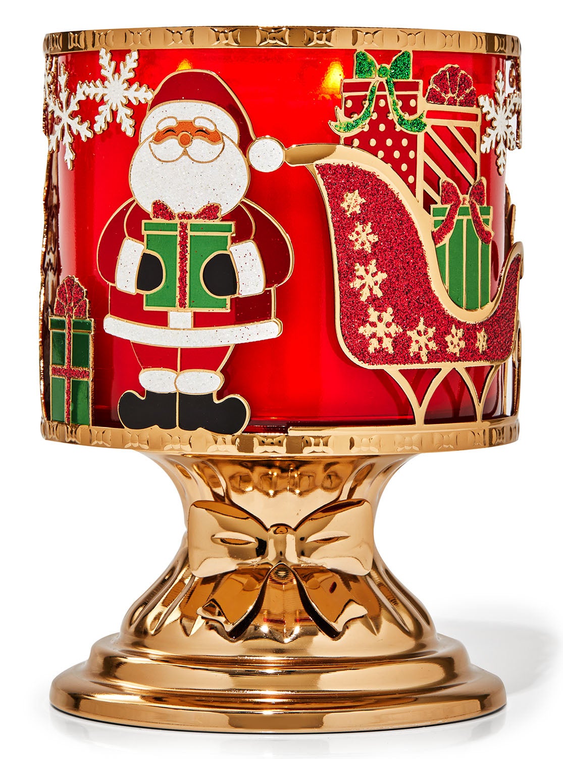 Santa's Sleigh Pedestal 3Wick Candle Holder Bath and Body Works