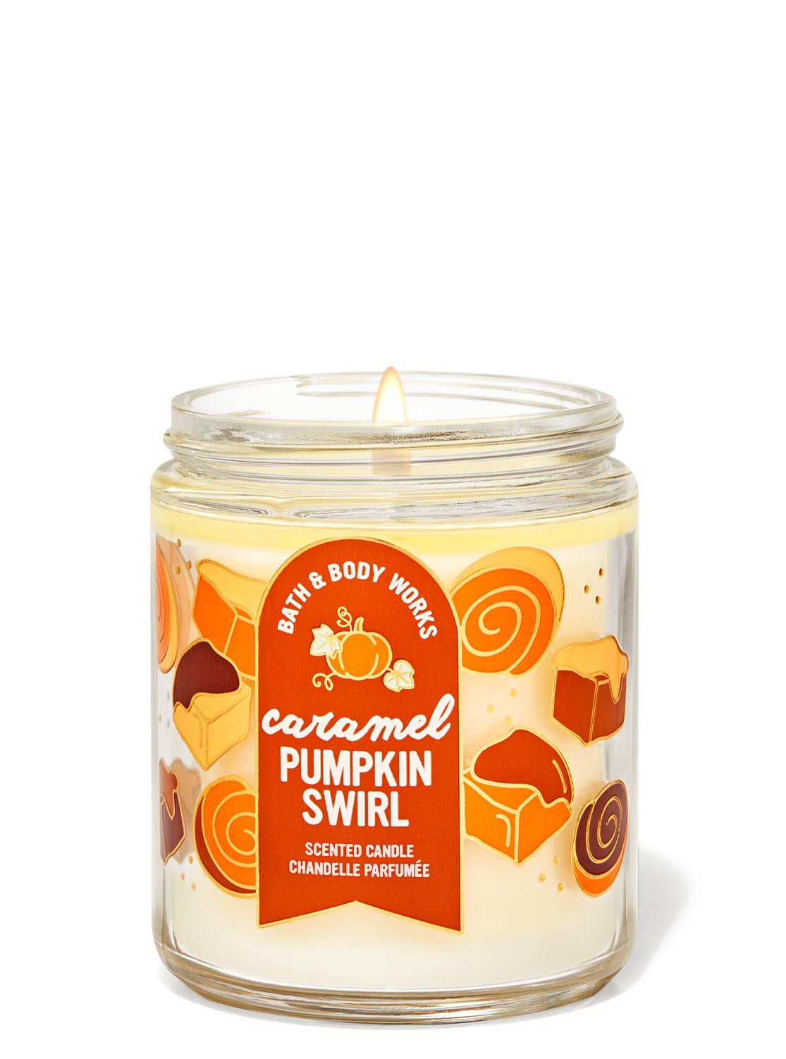 Caramel Pumpkin Swirl Single Wick Candle Bath and Body Works