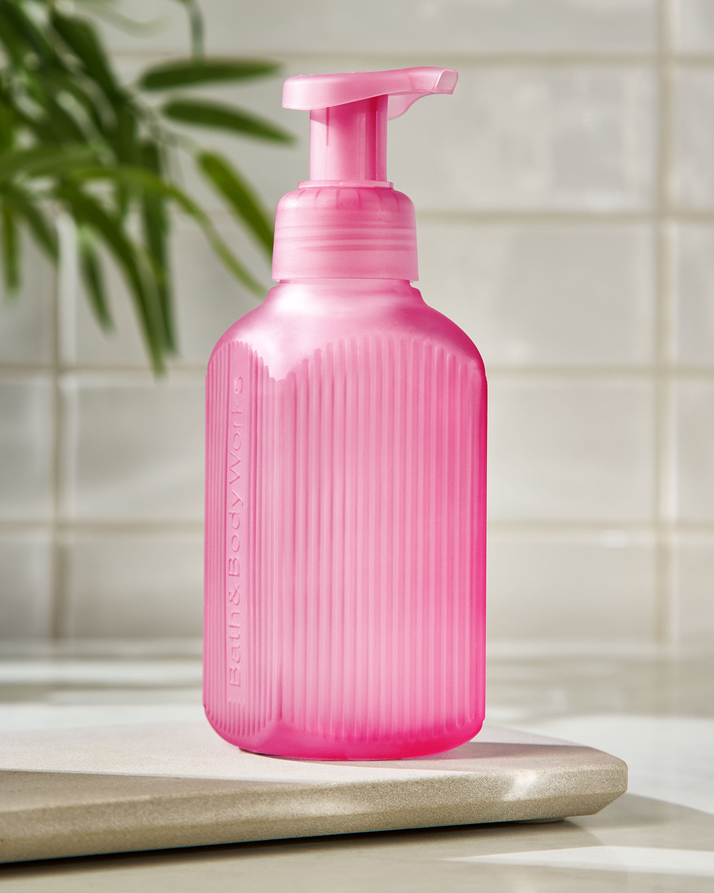 Mauve Ribbed Glass Gentle & Clean Foaming Hand Soap Dispenser
