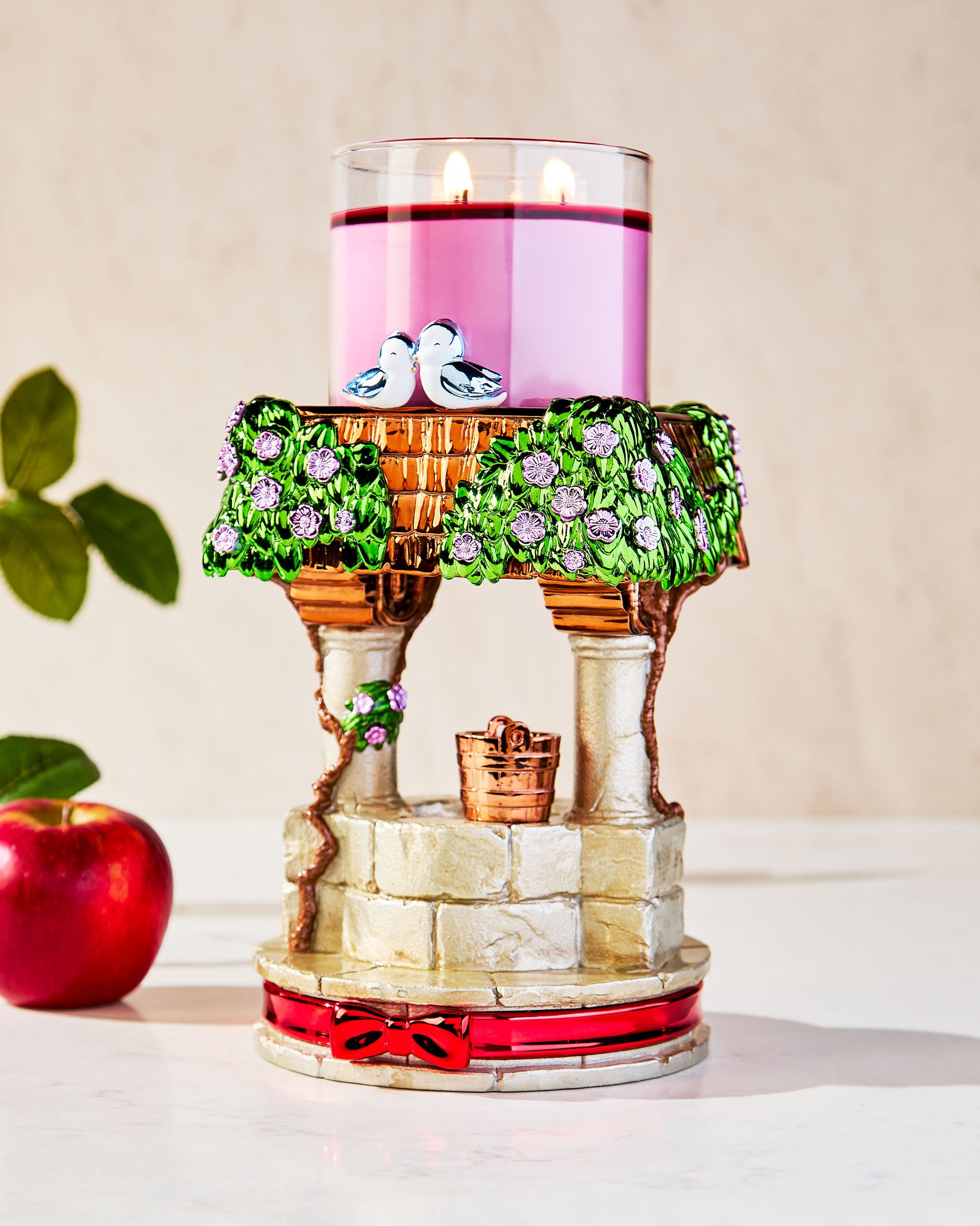 Snow White Pedestal 3-Wick Candle Holder