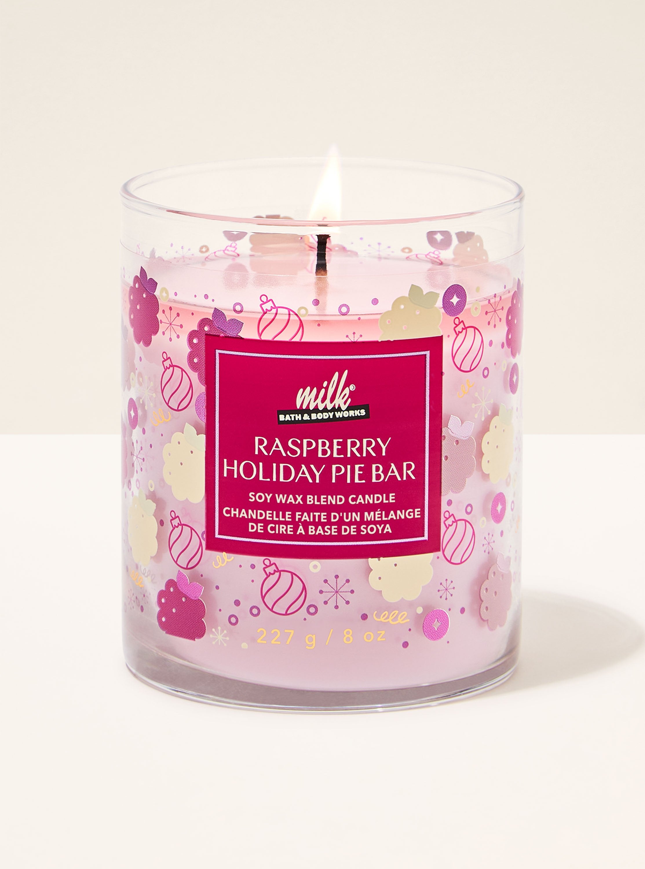 Raspberry Holiday Pie Bar Single Wick Candle