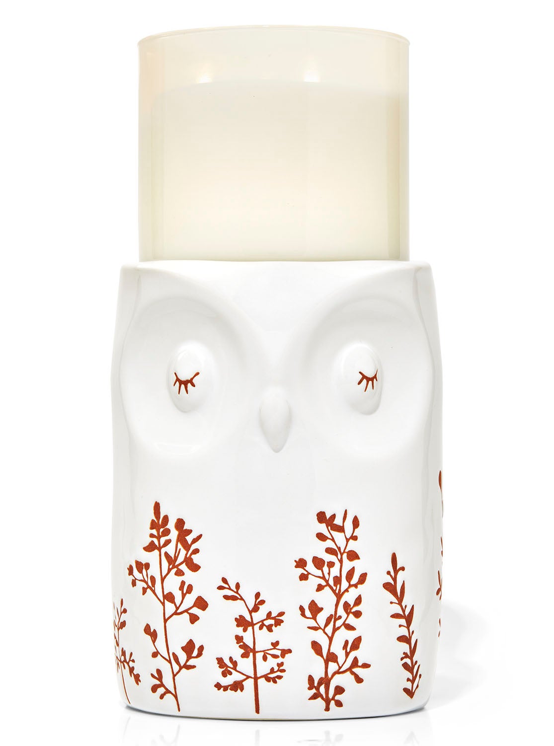 White Owl Pedestal 3Wick Candle Holder Bath and Body Works