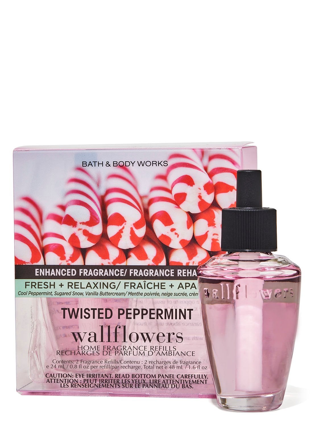Twisted Peppermint Wallflowers Fragrance Refills, 2Pack Bath and