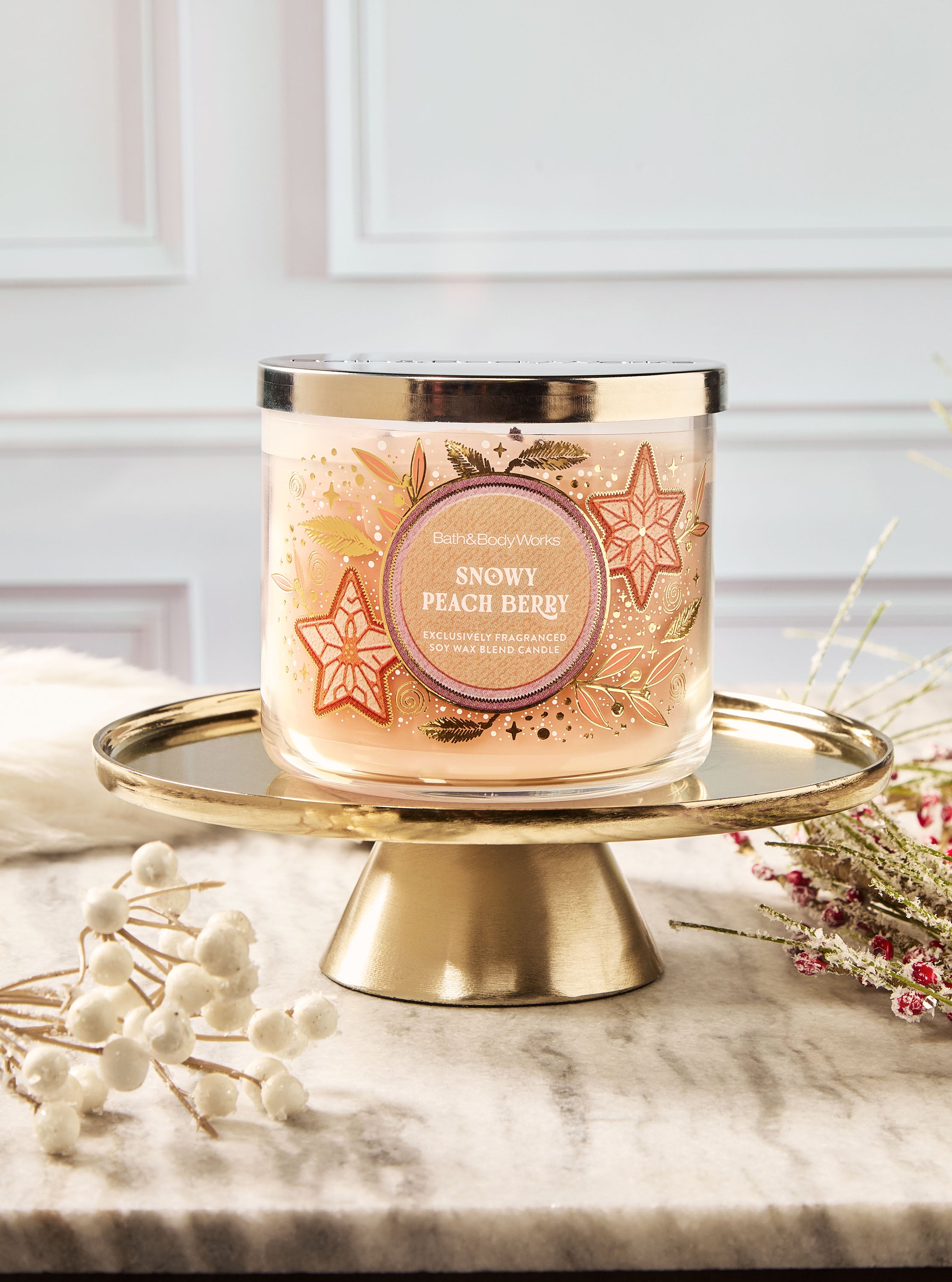 Bath & Body Works Snowy Peach Berry 3-Wick Candle | Shop Midtown