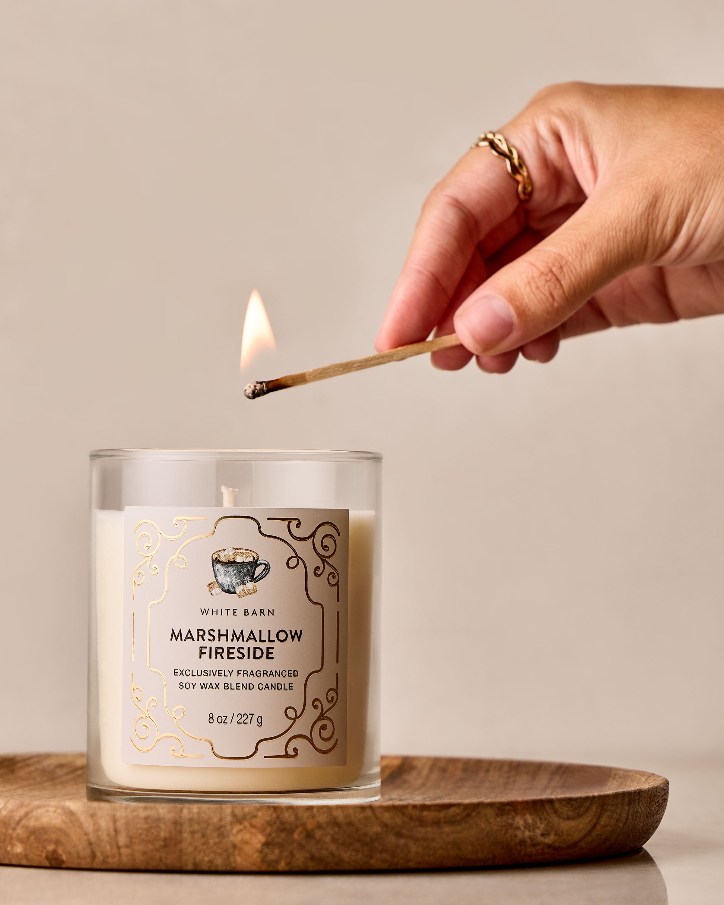 Chandelle à une mèche Marshmallow Fireside