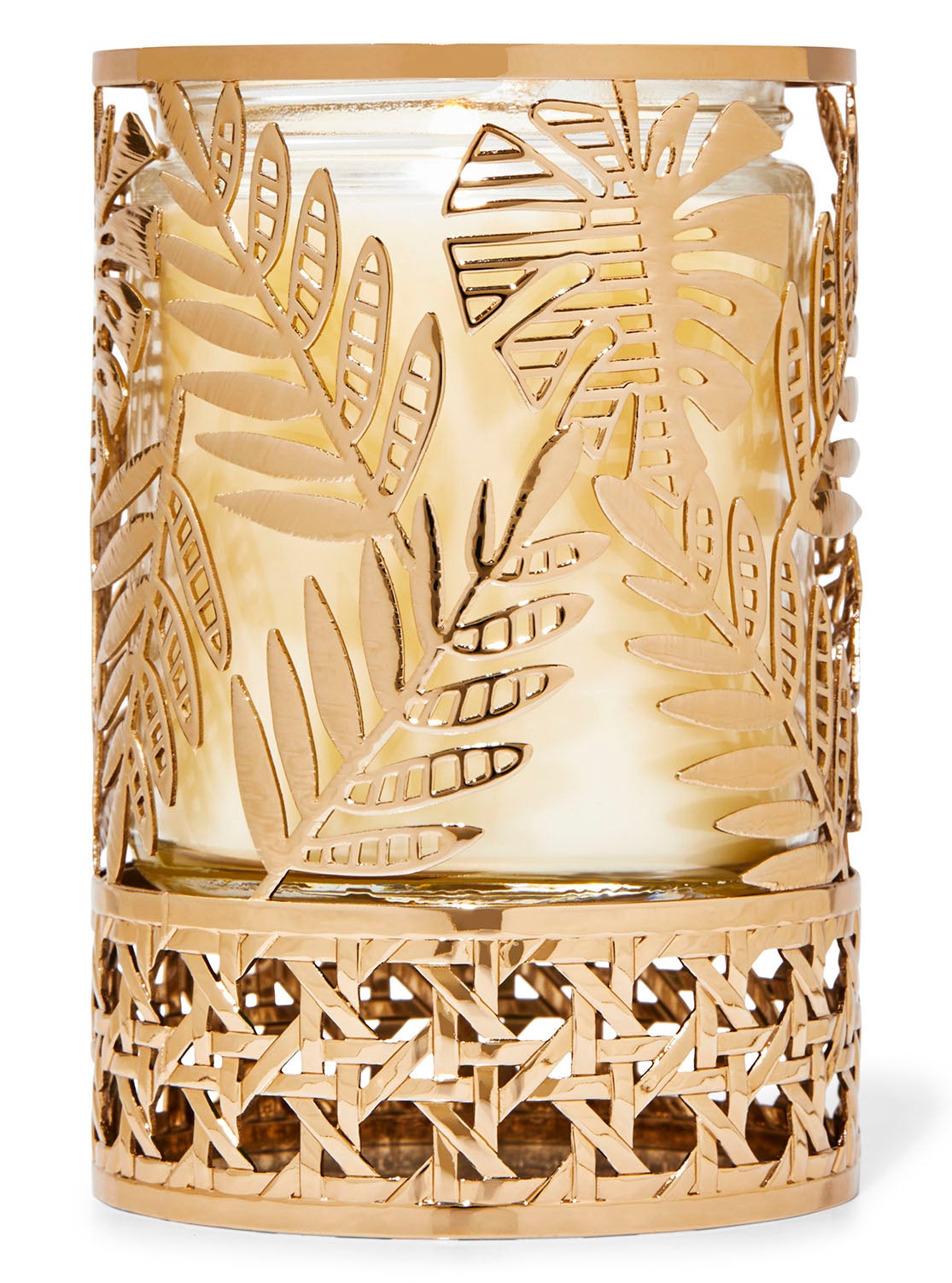 Golden Palm Leaves Single Wick Candle Holder Bath and Body Works