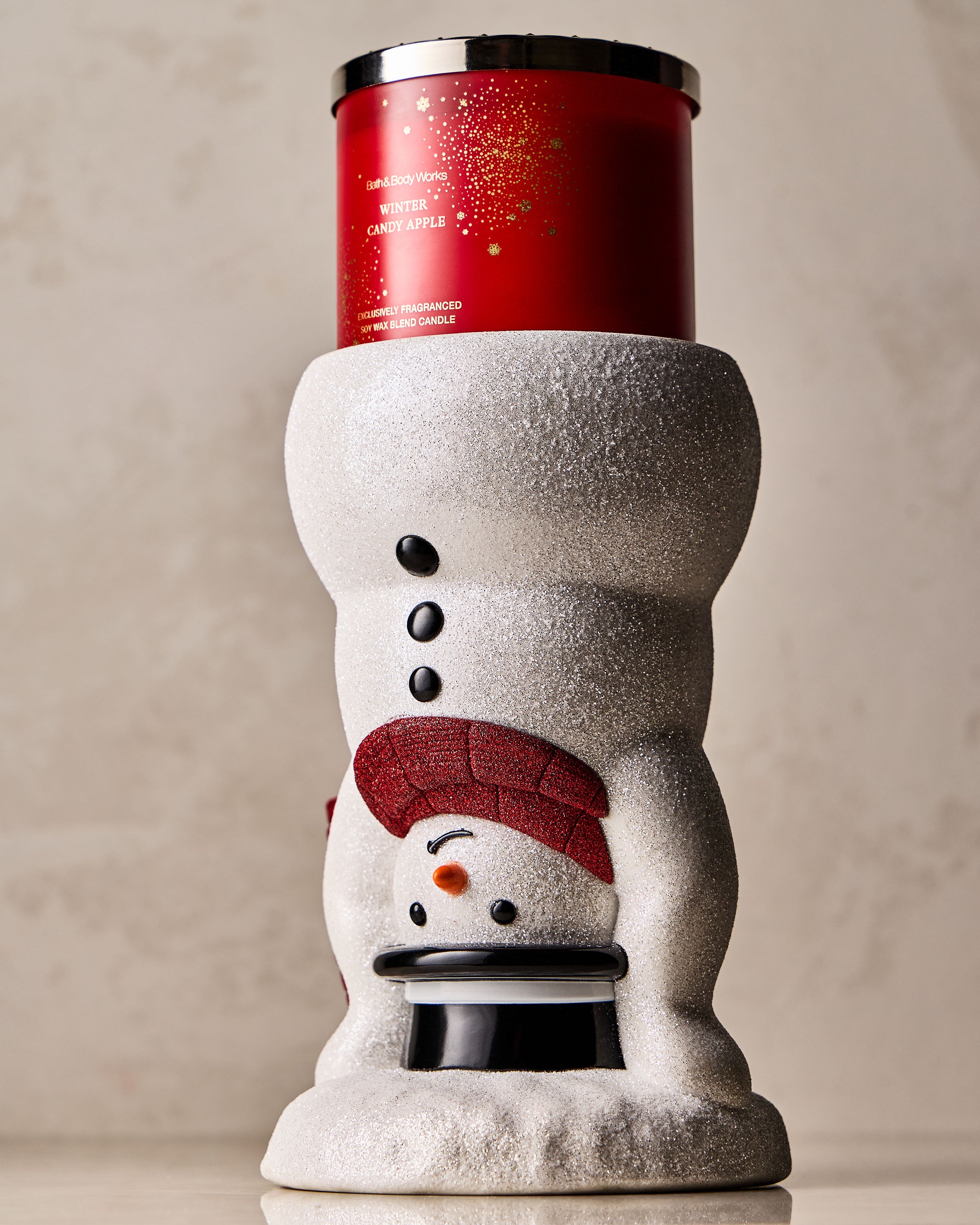 Reversible Snowman Pedestal 3-Wick Candle Holder