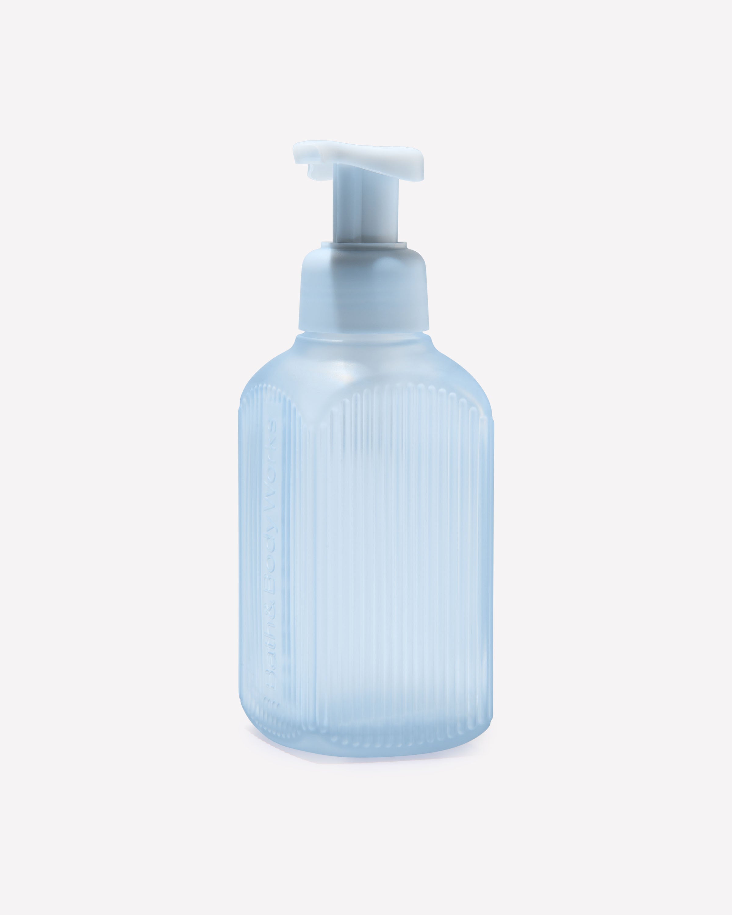 Light Blue Ribbed Glass Gentle & Clean Foaming Hand Soap Dispenser