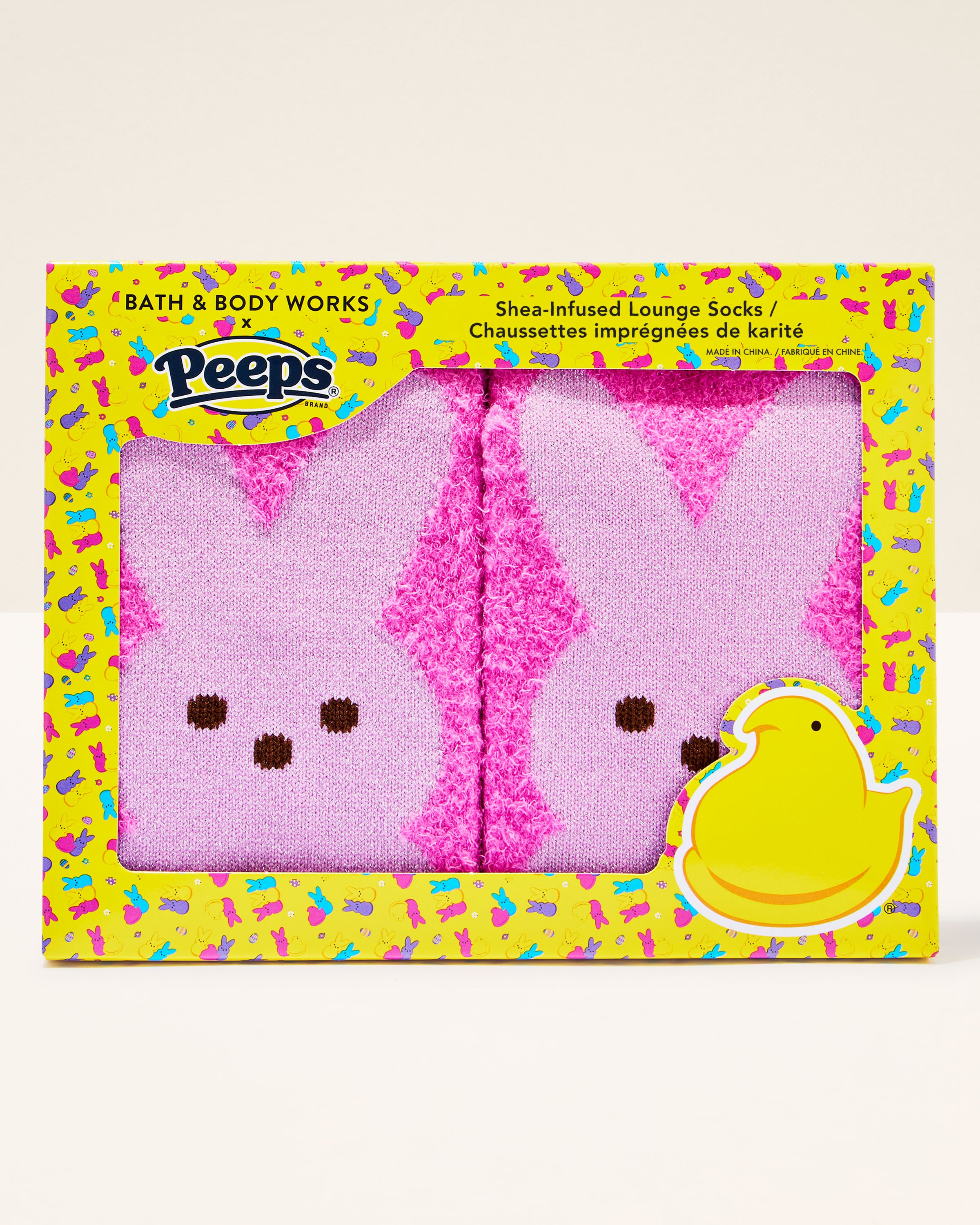 PEEPS® Pink Marshmallow Bunny Shea-Infused Lounge Socks