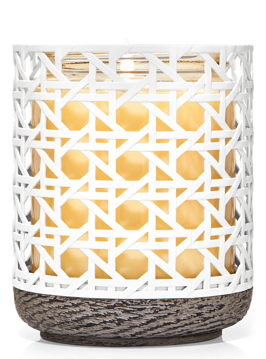 White Caned Single Wick Candle Holder Bath and Body Works