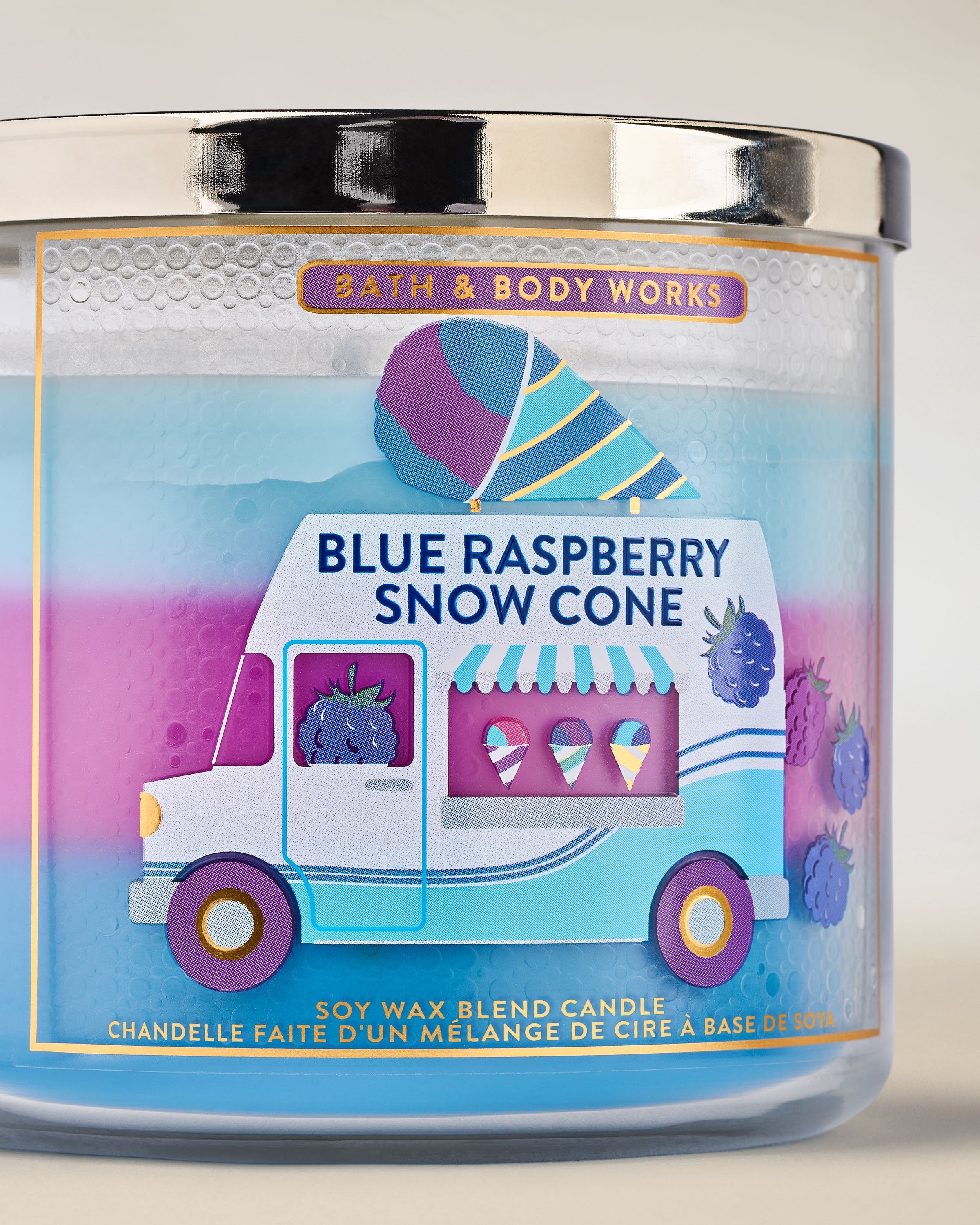Blue Raspberry Snow Cone 3-Wick Candle
